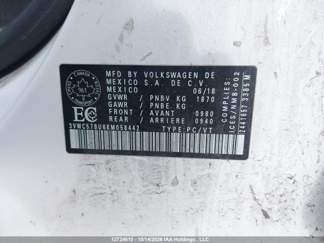 3VWC57BU6KM058442 Volkswagen Jetta Comfortline