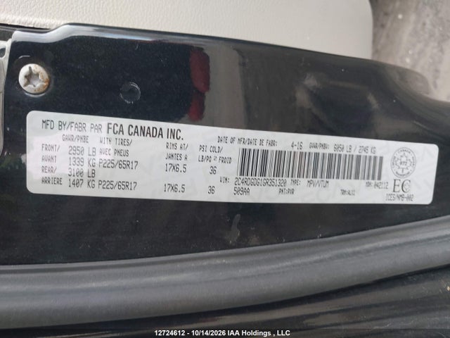 Aukcja sprzedaży 2016 Dodge Grand Caravan Crew, vin: 2C4RDGDG1GR351320, numer aukcji: 12724612