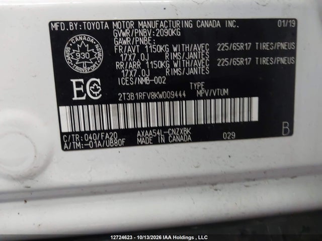 Toyota RAV4 LE 2019 2T3B1RFV8KW009444 Image 19