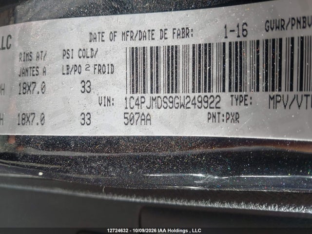 Jeep Cherokee Limited 2016 1C4PJMDS9GW249922 Image 9