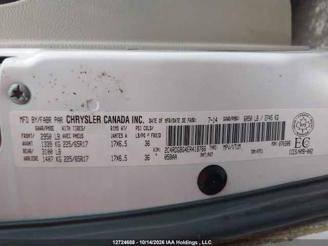 Dodge Grand Caravan Se 2014 2C4RDGBG4ER418766 Image 18