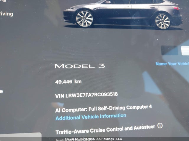 LRW3E7FA7RC093518 Tesla MODEL 3