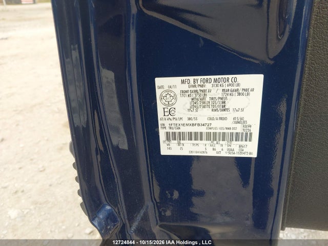 12724844 :رقم المزاد ، 1FTEX1EMXBFB34727 vin ، 2011 Ford F-150 Xl مزاد بيع