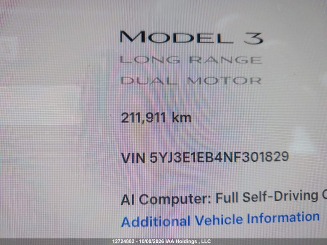 Tesla MODEL 3 2022 5YJ3E1EB4NF301829 Image 14