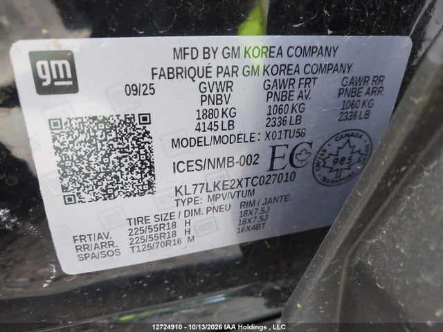 Chevrolet Trax Activ Fwd 2026 KL77LKE2XTC027010 Image 9