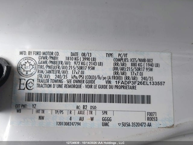 Продажа на аукционе авто 2014 Ford Focus Se, vin: 1FADP3F26EL133557, номер лота: 12724939