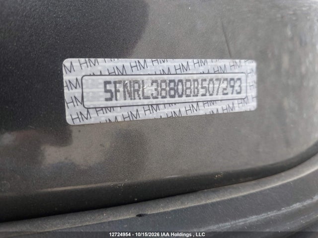 12724954 :رقم المزاد ، 5FNRL38838B507613 vin ، 2008 Honda Odyssey Touring مزاد بيع