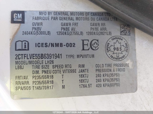 2011 Gmc Terrain Slt-1 მანქანა იყიდება აუქციონზე, vin: 2CTFLVE55B6391941, აუქციონის ნომერი: 12720243