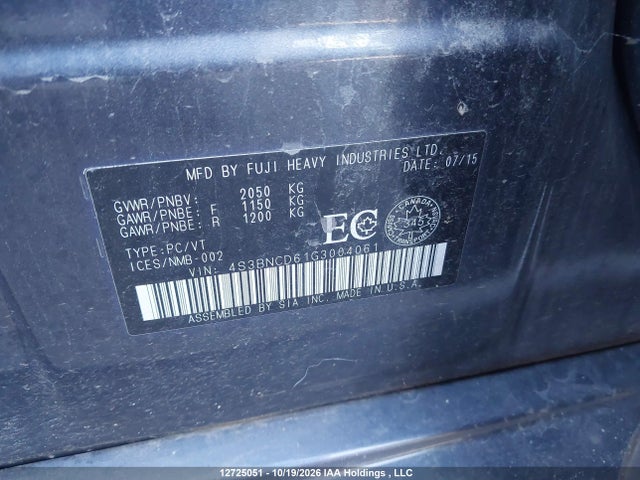 Aukcja sprzedaży 2016 Subaru Legacy 2.5i Premium, vin: 4S3BNCD61G3004061, numer aukcji: 12725051