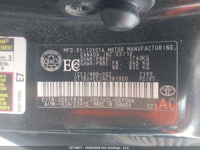 Продаж на аукціоні авто 2010 Toyota Corolla Ce, vin: 2T1BU4EE2AC381950, номер лоту: 12718577