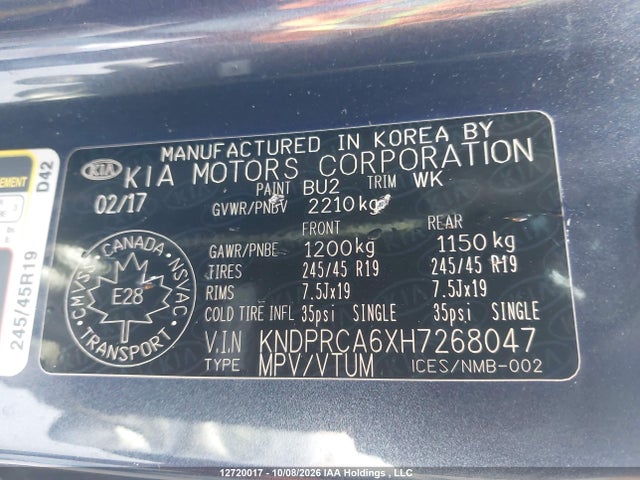 Продажа на аукционе авто 2017 Kia Sportage Sx Turbo, vin: KNDPRCA6XH7268047, номер лота: 12720017