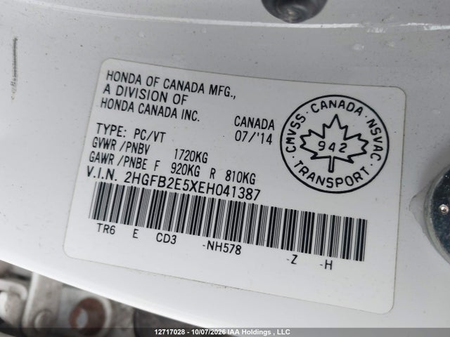 Honda CIVIC EX 2014 2HGFB2E5XEH041387 Image 18