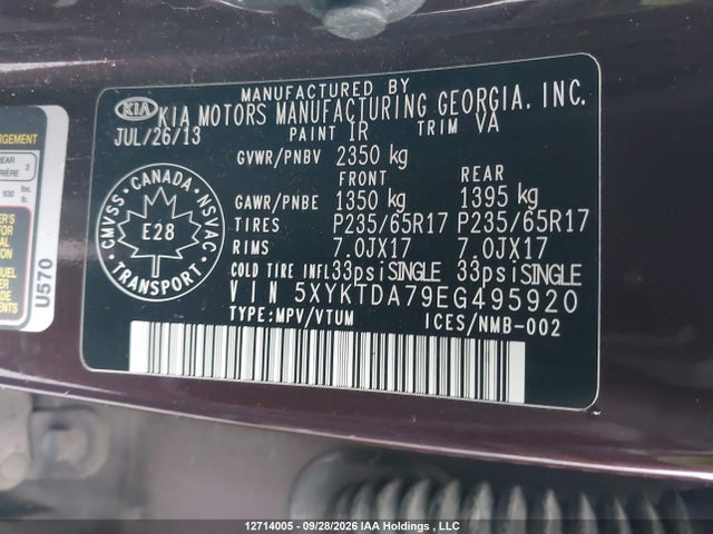 KIA Sorento Lx V6 2014 5XYKTDA79EG495920 Image 18