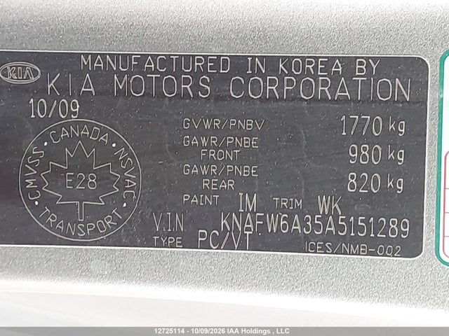 Продаж на аукціоні авто 2010 Kia Forte Sx, vin: KNAFW6A35A5151289, номер лоту: 12725114