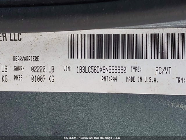 Продажа на аукционе авто 2009 Dodge Avenger Sxt/r/t, vin: 1B3LC56DX9N559990, номер лота: 12725121