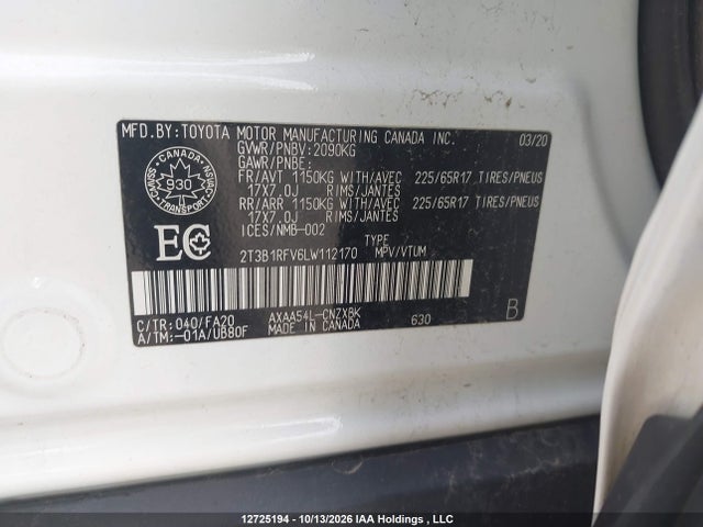 Toyota RAV4 LE 2020 2T3B1RFV6LW112170 Image 19