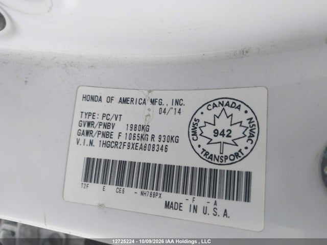 1HGCR2F9XEA808346 Honda Accord Touring
