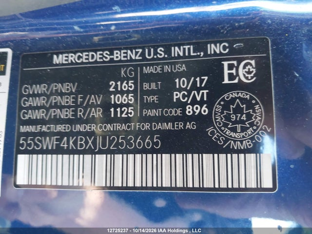 55SWF4KBXJU253665 Mercedes-Benz C 300