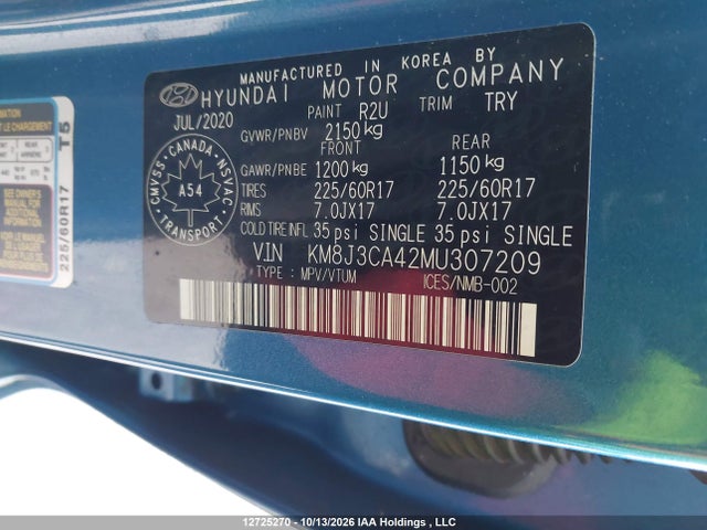 12725270 :رقم المزاد ، KM8J3CA42MU307209 vin ، 2021 Hyundai Tucson Preferred Awd With Sun And Leather Package مزاد بيع