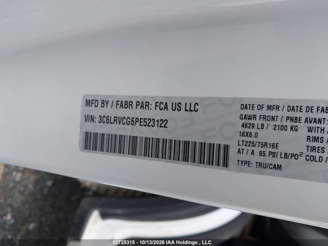3C6LRVCG6PE523122 RAM Promaster 2500 High Roof 136 In. Wb