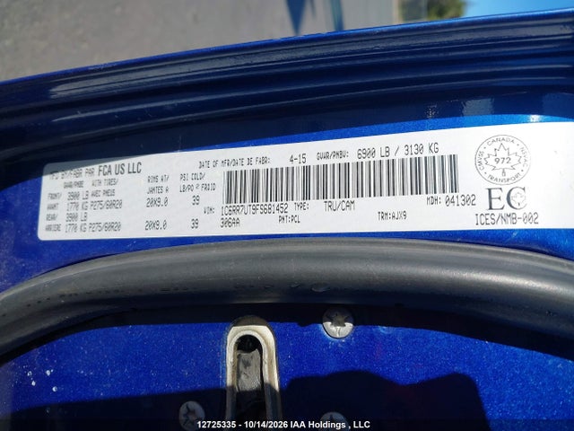 RAM 1500 Sport 2015 1C6RR7UT9FS681452 Image 9