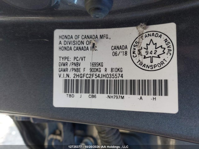Honda Civic Lx 2018 2HGFC2F54JH035574 Image 17