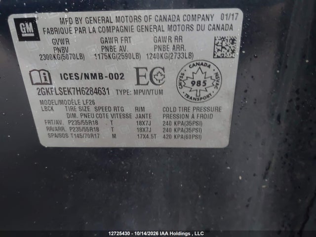 2GKFLSEK7H6284631 GMC Terrain Sle