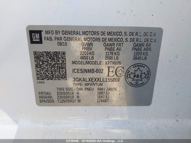 Продажа на аукционе авто 2020 Gmc Terrain, vin: 3GKALXEXXLL155869, номер лота: 12725445