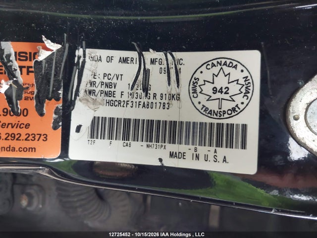 1HGCR2F31FA801783 Honda ACCORD LX