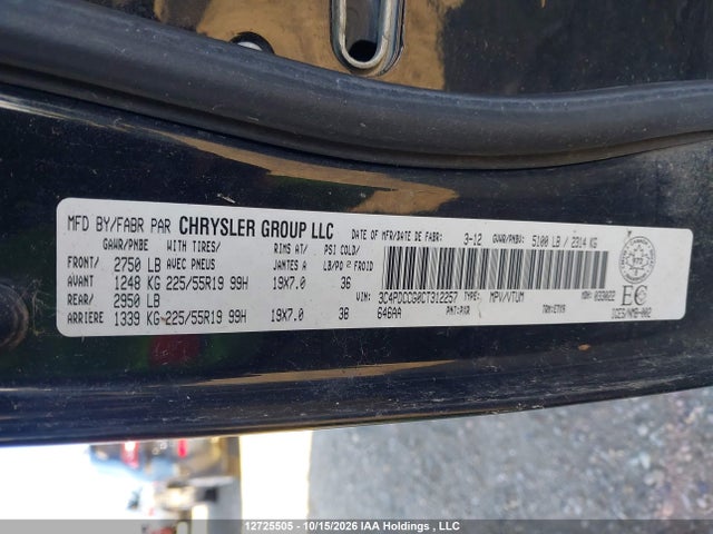 Aukcja sprzedaży 2012 Dodge Journey Sxt, vin: 3C4PDCCG0CT312257, numer aukcji: 12725505