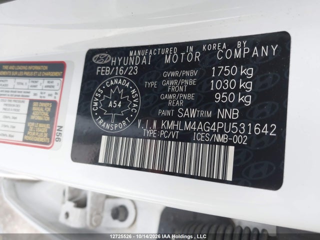 KMHLM4AG4PU531642 Hyundai Elantra