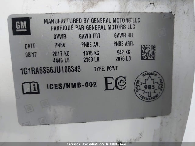 Chevrolet VOLT LT 2018 1G1RA6S56JU106343 Image 9