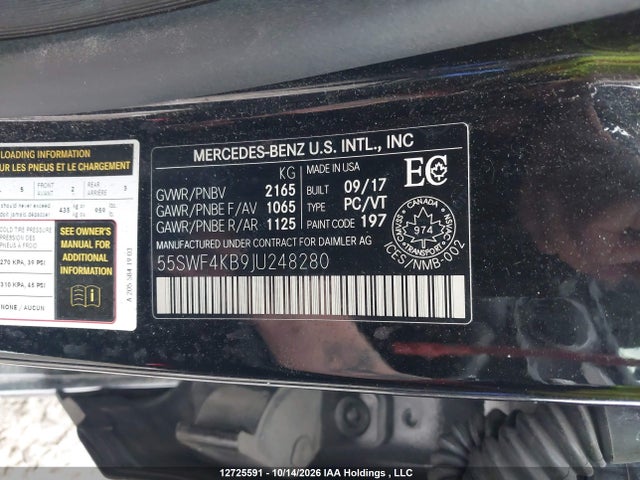 Mercedes-Benz C-Class 2018 55SWF4KB9JU248280 Image 9