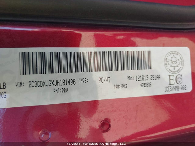 2C3CDXJGXJH181406 Dodge CHARGER GT