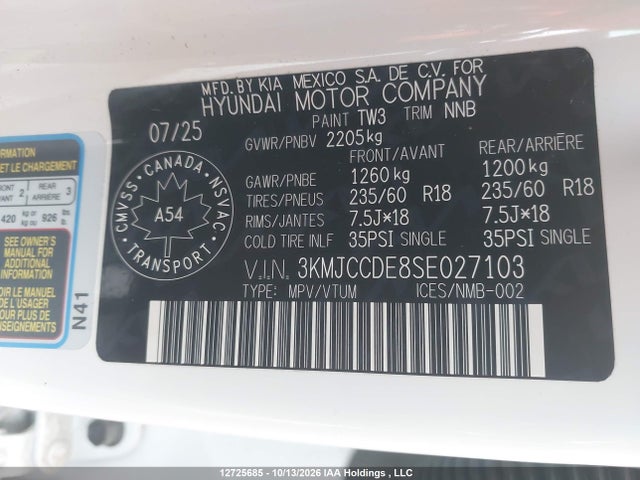 3KMJCCDE8SE027103 Hyundai TUCSON SEL