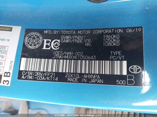 Toyota C-HR 2019 JTNKHMBXXK1050643 Image 9