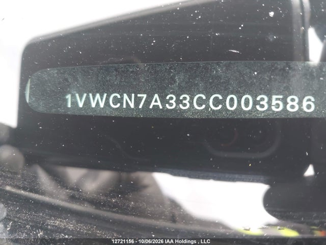 Продажа на аукционе авто 2012 Volkswagen Passat 2.0 Tdi Highline, vin: 1VWCN7A33CC003586, номер лота: 12721156
