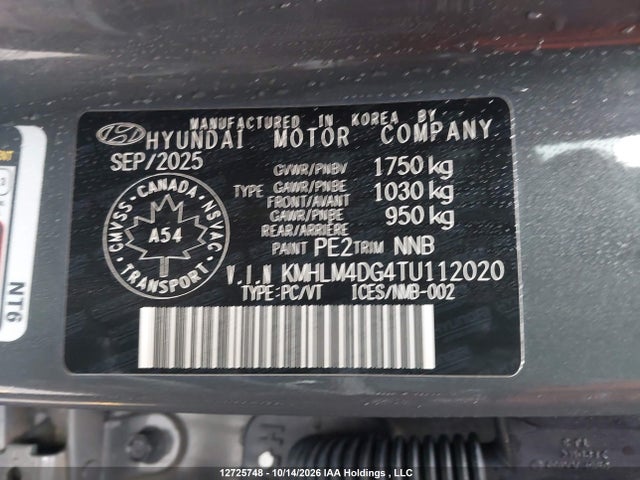 12725748 :رقم المزاد ، KMHLM4DG4TU112020 vin ، 2026 Hyundai Elantra Sel Sport مزاد بيع