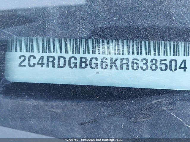 2019 Dodge Grand Caravan Se მანქანა იყიდება აუქციონზე, vin: 2C4RDGBG6KR638504, აუქციონის ნომერი: 12725756