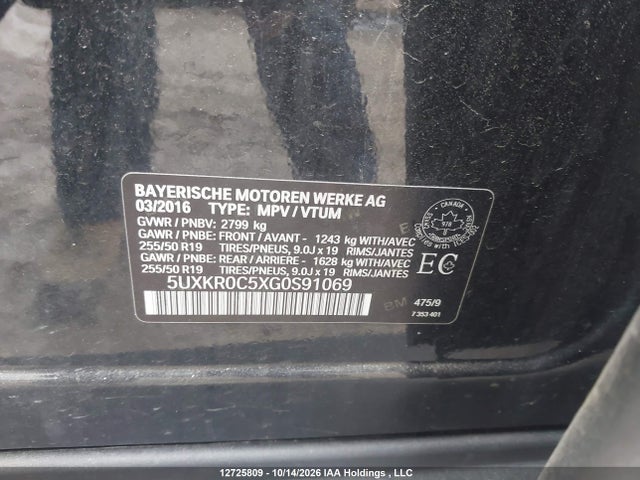 BMW X5 Xdrive35i 2016 5UXKR0C5XG0S91069 Image 9