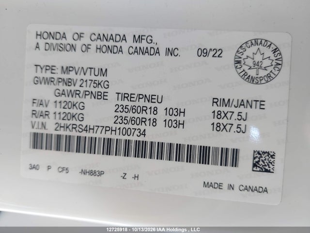 Honda Cr-v Ex-l 2023 2HKRS4H77PH100734 Image 9