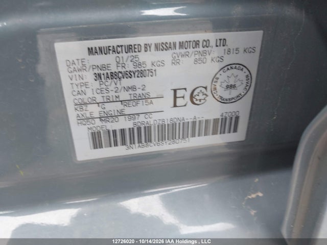 Nissan SENTRA SV 2025 3N1AB8CV6SY280751 Image 9