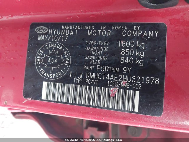 Hyundai ACCENT SE 2017 KMHCT4AE2HU321978 Image 9