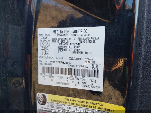 Ford F-150 Fx4 2014 1FTFW1EFXEFB21067 Image 18
