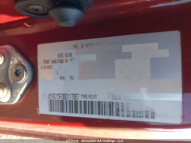 Продаж на аукціоні авто 2006 Mazda Mx-5 3rd Generation Limited/gs/gx, vin: JM1NC15F060117067, номер лоту: 12711315