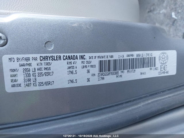 Aukcja sprzedaży 2015 Dodge Grand Caravan Crew, vin: 2C4RDGDG0FR593885, numer aukcji: 12726131