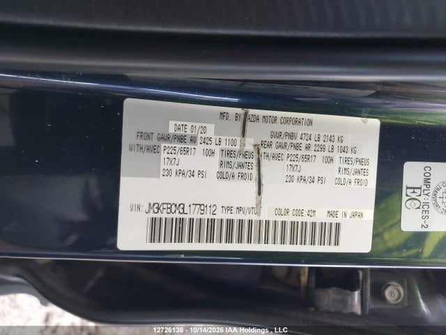 Продажа на аукционе авто 2020 Mazda Cx-5, vin: JM3KFBCM3L1779112, номер лота: 12726136