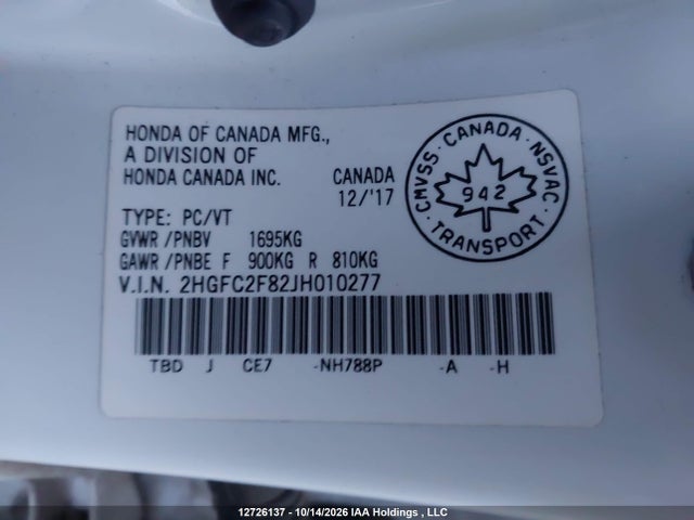 Honda Civic 2018 2HGFC2F82JH010277 Image 17