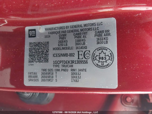 Продажа на аукционе авто 2024 Chevrolet Colorado Z71 4wd, vin: 1GCPTDEK3R1309556, номер лота: 12707098