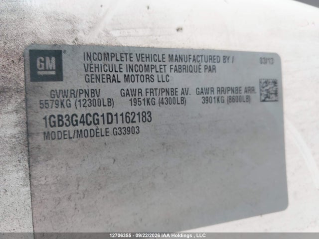 Aukcja sprzedaży 2013 Chevrolet Express Cutaway Standard, vin: 1GB3G4CG1D1162183, numer aukcji: 12706355